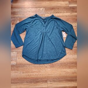 Sonoma Casual Knit Top Women's XL Teal Long Sleeve NEW